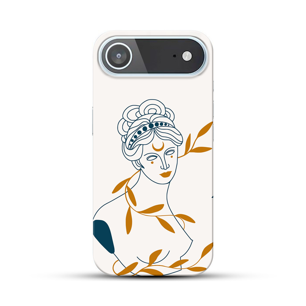 月と植物の女性の線画アート iPhone Airオリジナルハードケース