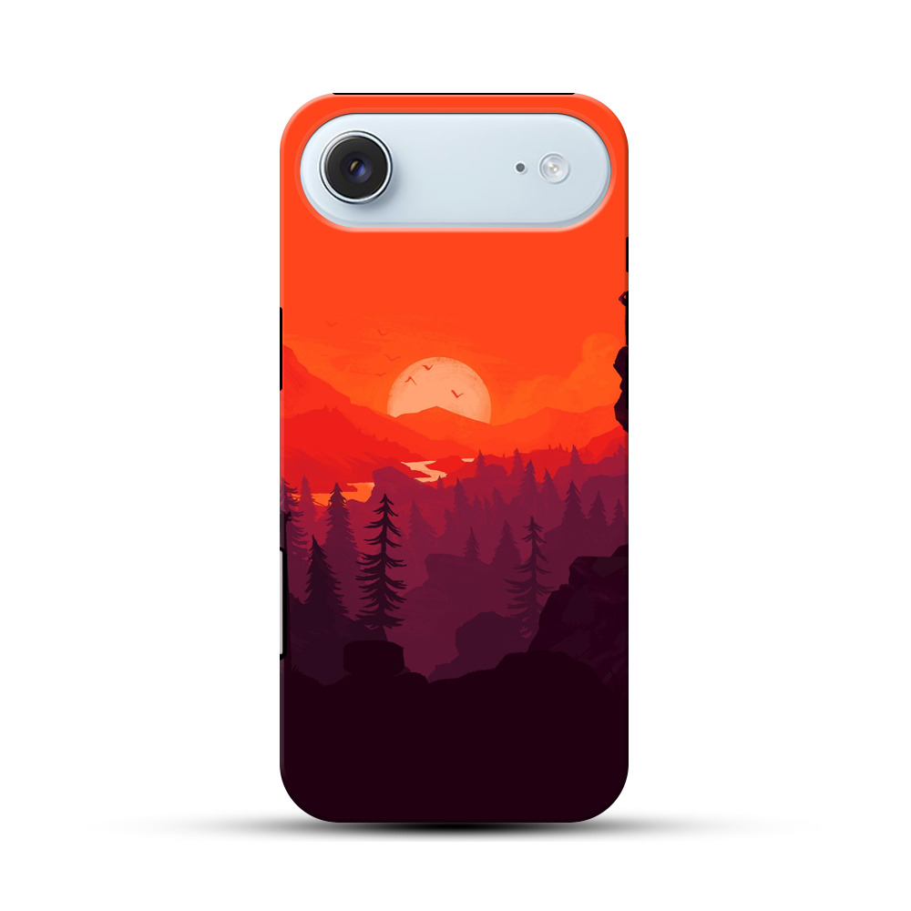 赤い夕日の登山シルエット iPhone Airオリジナル耐衝撃ケース
