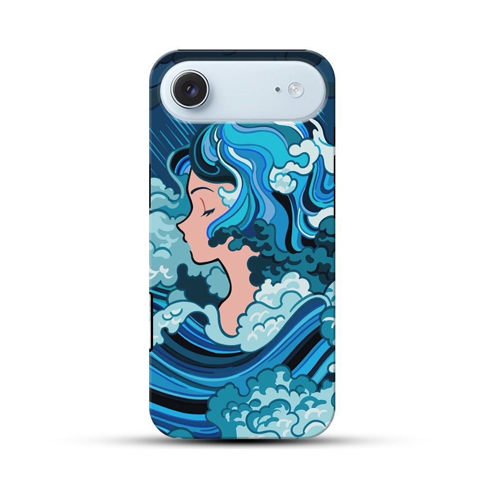 雨と波の女性のイラスト iPhone Airオリジナル耐衝撃ケース