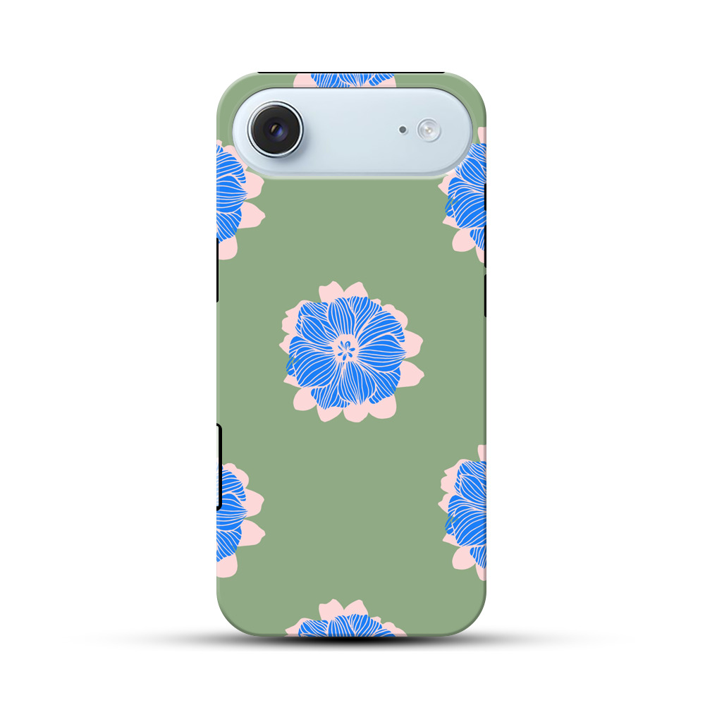 青い花のパターン iPhone Airオリジナル耐衝撃ケース