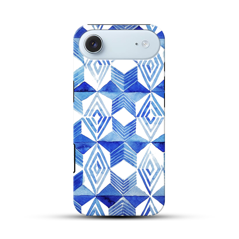 青い水彩パターン iPhone Airオリジナル耐衝撃ケース