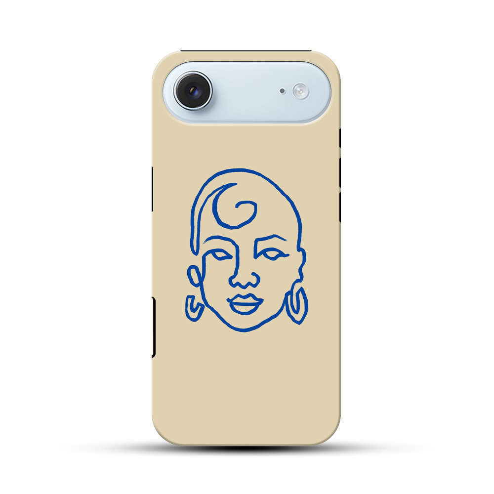 青い線で描かれた顔 iPhone Airオリジナル耐衝撃ケース