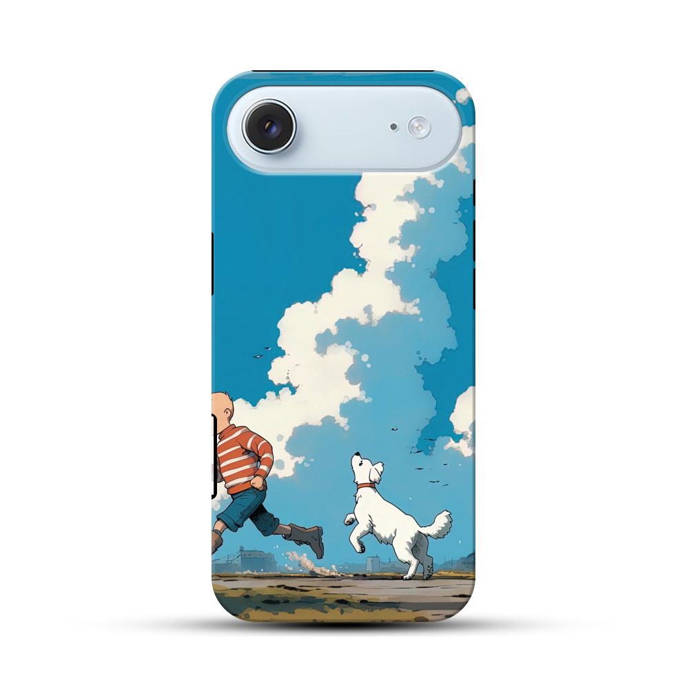 青空と電車の前の少年 iPhone Airオリジナル耐衝撃ケース