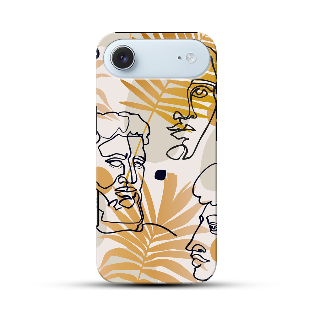 抽象的な顔と植物のパターン iPhone Airオリジナル耐衝撃ケース