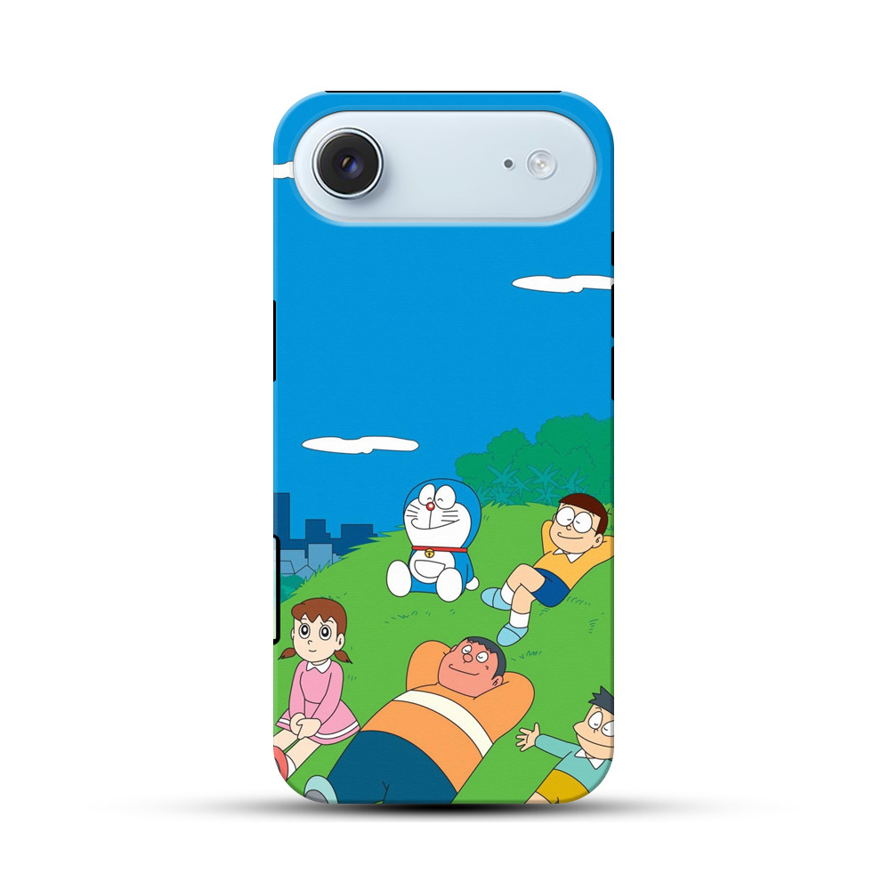 青空の草原でくつろぐドラえもん iPhone Airオリジナル耐衝撃ケース