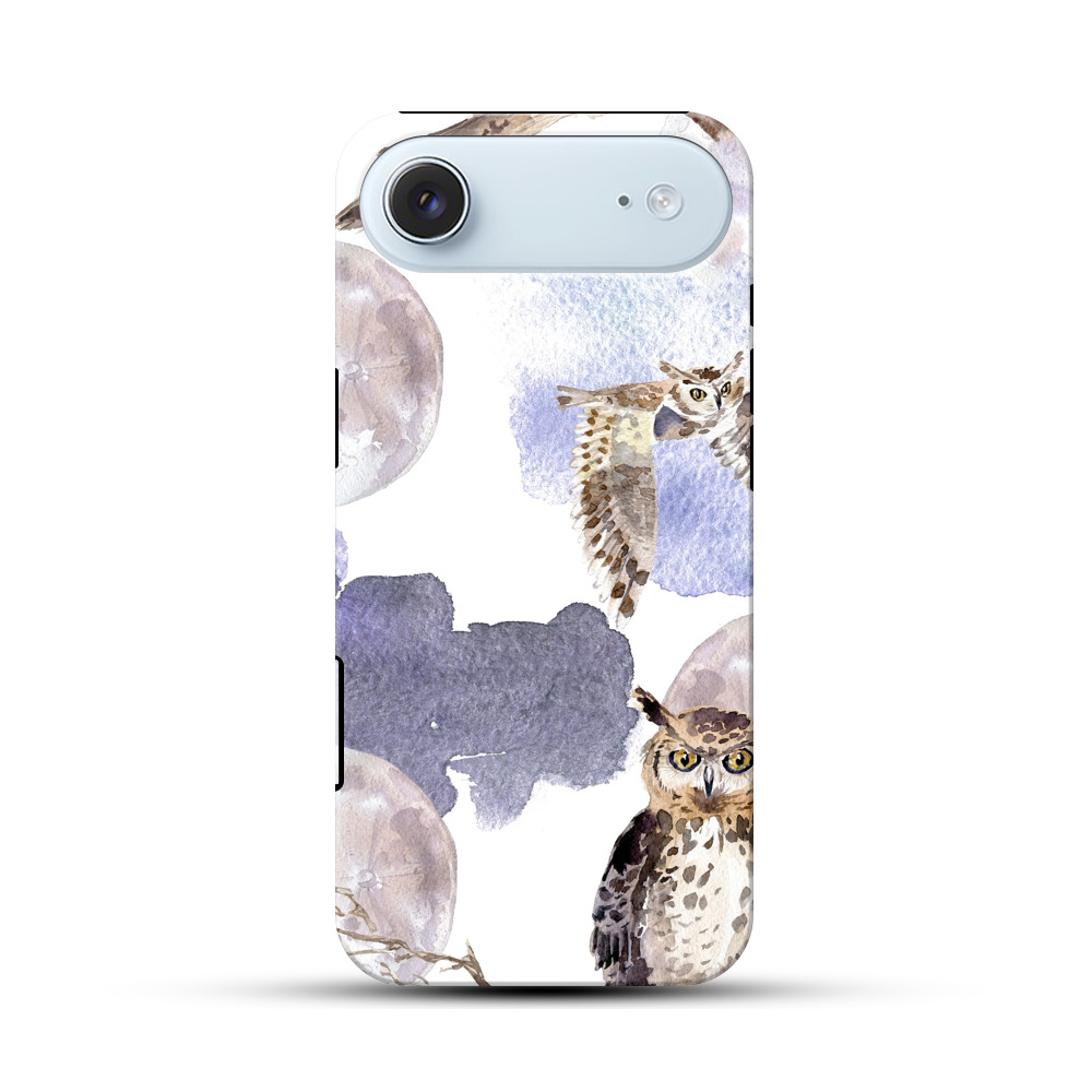 フクロウと月の水彩画 owls フクロウと月の水彩画 owls