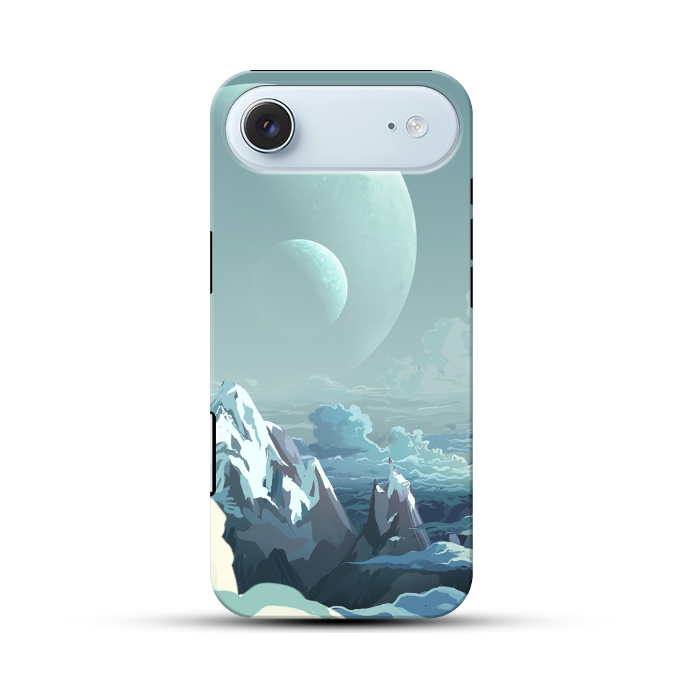 幻想的二つの月と雪山 iPhone Airオリジナル耐衝撃ケース