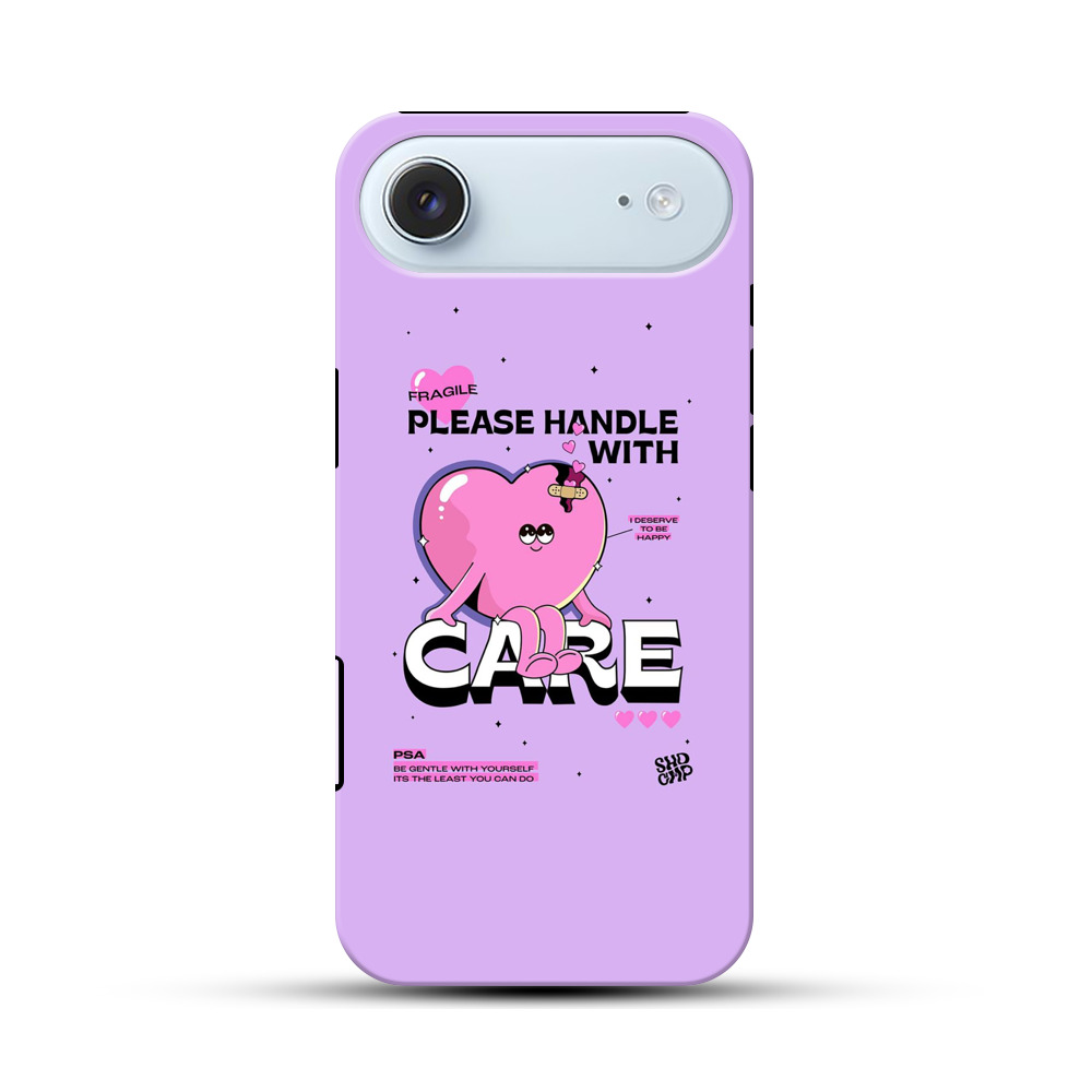 ハートのキャラクターとケアのメッセージ iPhone Airオリジナル耐衝撃ケース