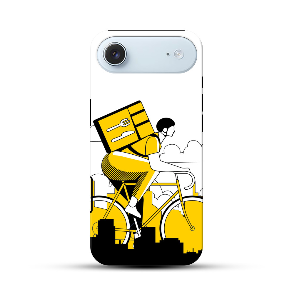 配達員が自転車で配達するシルエット iPhone Airオリジナル耐衝撃ケース