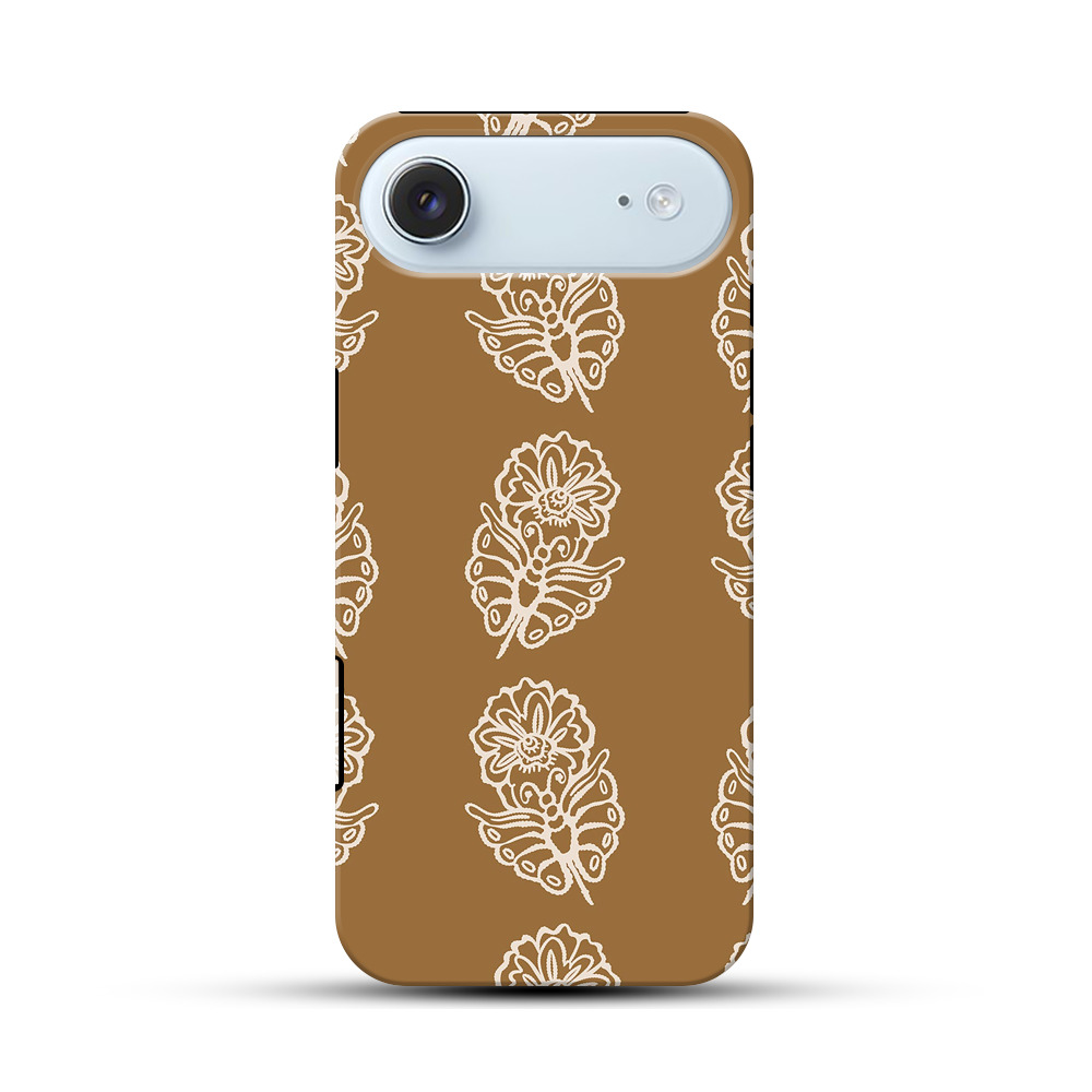 花と葉のパターン iPhone Airオリジナル耐衝撃ケース