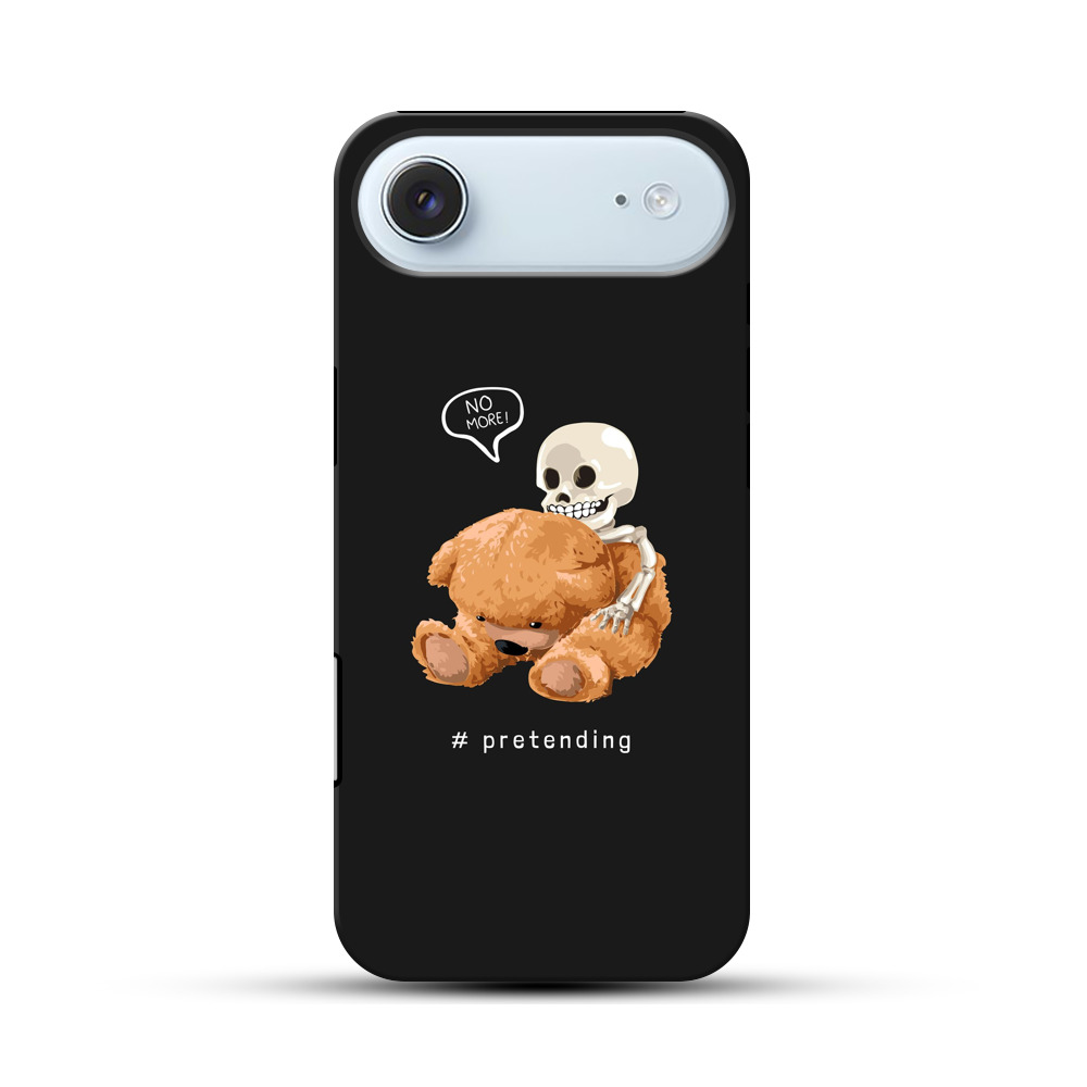 骨とテディベアの対比イラスト iPhone Airオリジナル耐衝撃ケース