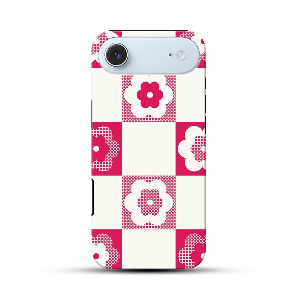 市松模様の花柄パターン iPhone Airオリジナル耐衝撃ケース