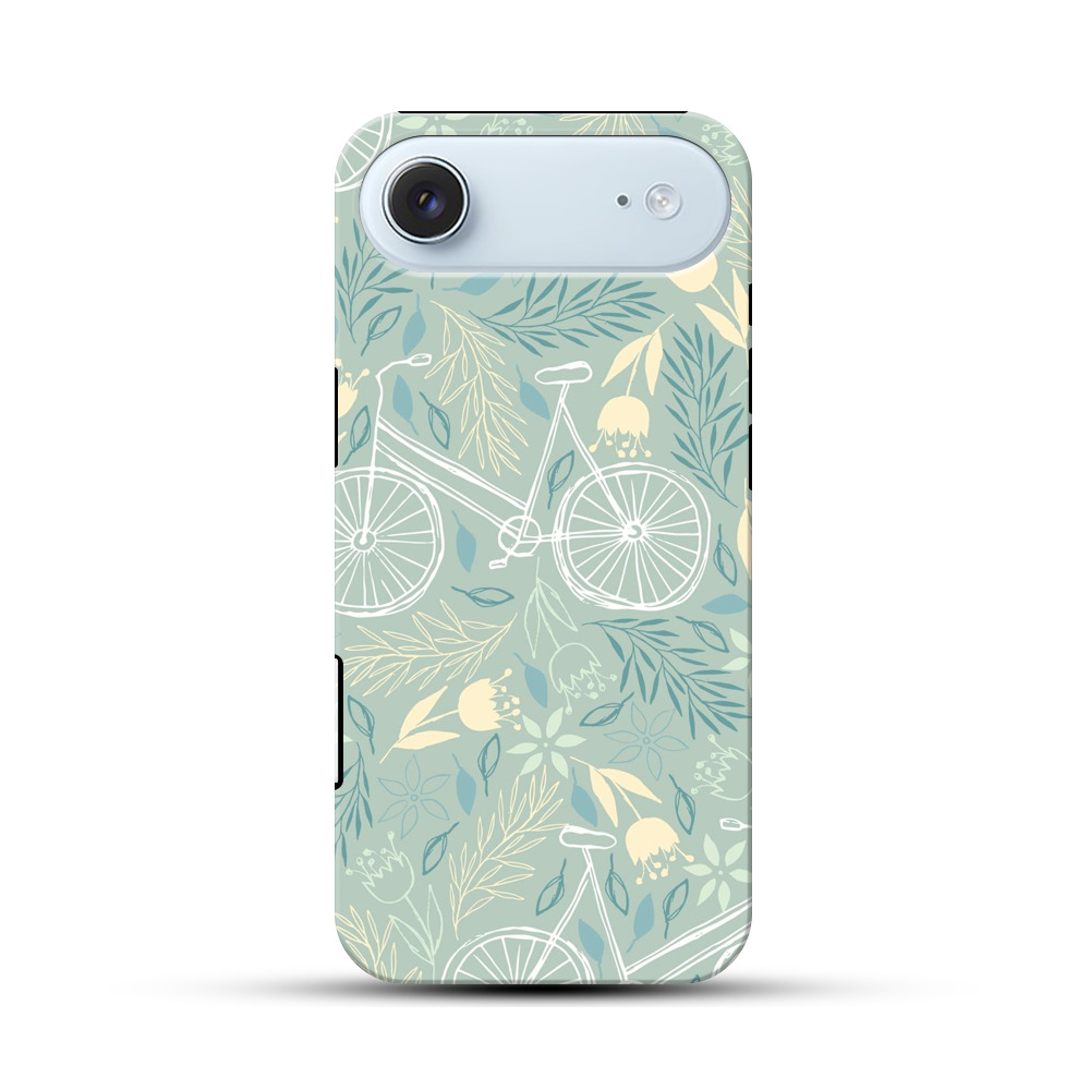 自転車と花のパターン iPhone Airオリジナル耐衝撃ケース
