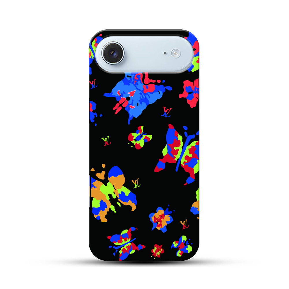 カラフルな蝶と花の抽象画 iPhone Airオリジナル耐衝撃ケース