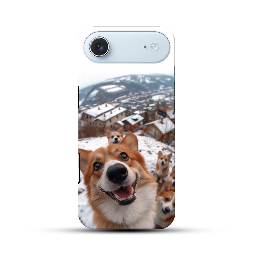 コーギー犬と雪景色 iPhone Airオリジナル耐衝撃ケース