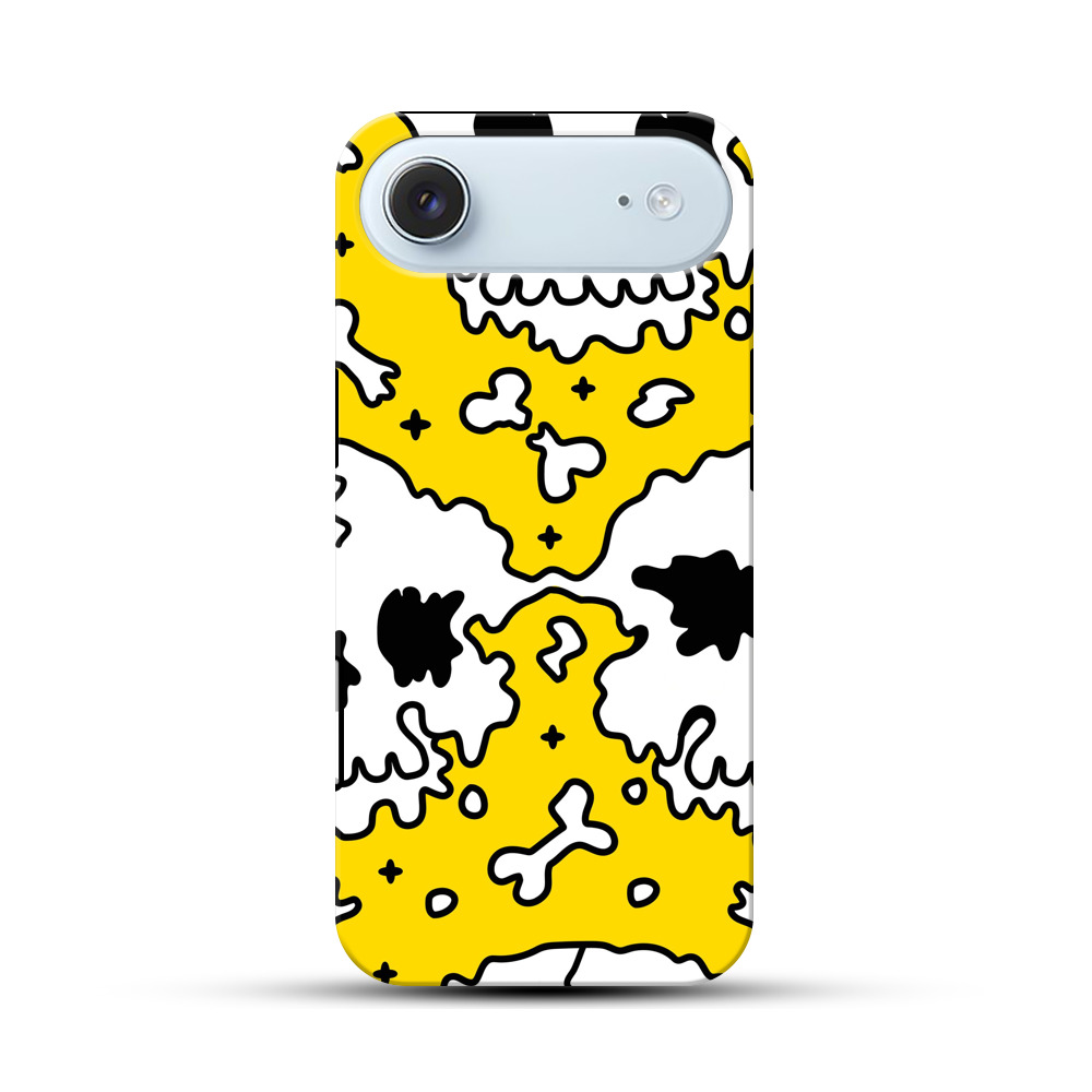 黄色の背景のスカルパターン iPhone Airオリジナル耐衝撃ケース