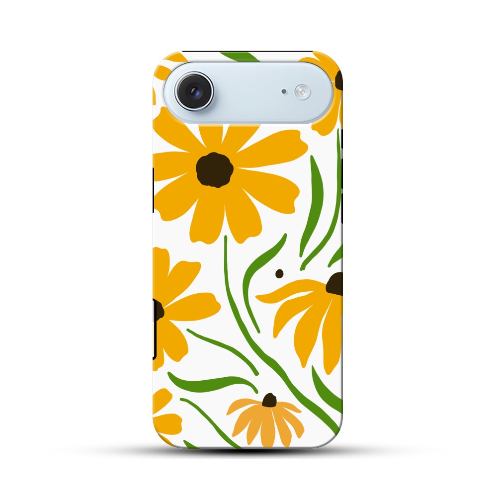 黄色い花のパターン iPhone Airオリジナル耐衝撃ケース