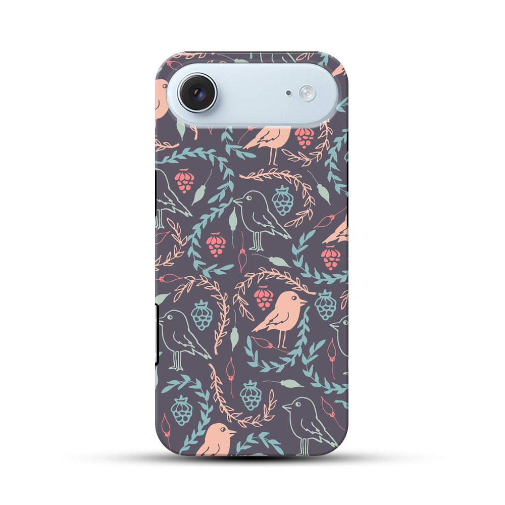 小鳥と葉のパターン iPhone Airオリジナル耐衝撃ケース