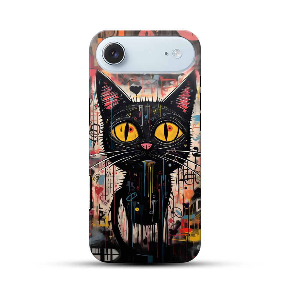 抽象的な黒猫のアート iPhone Airオリジナル耐衝撃ケース