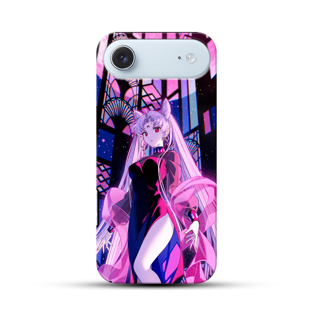 紫色の光に包まれたクールな女性キャラクター iPhone Airオリジナル耐衝撃ケース