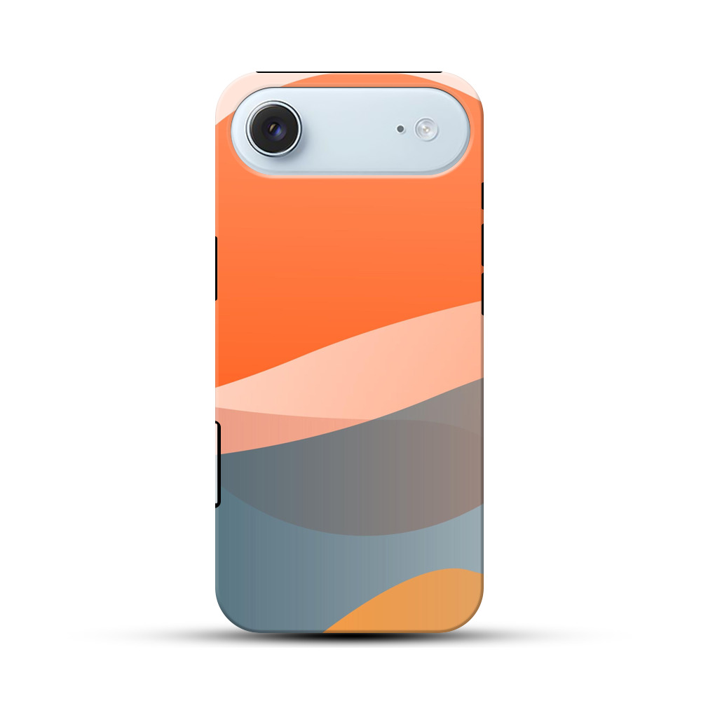 オレンジ青の曲線アート iPhone Airオリジナル耐衝撃ケース