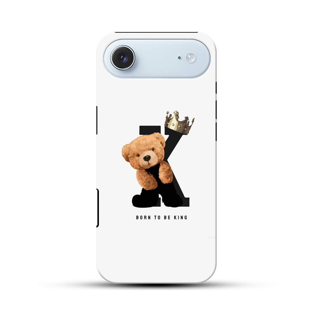 王冠をかぶったくまのぬいぐるみとアルファベットK iPhone Airオリジナル耐衝撃ケース