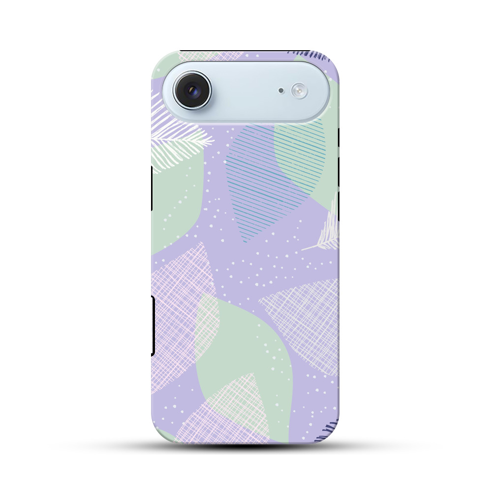 パステルカラーの葉と羽の模様 iPhone Airオリジナル耐衝撃ケース