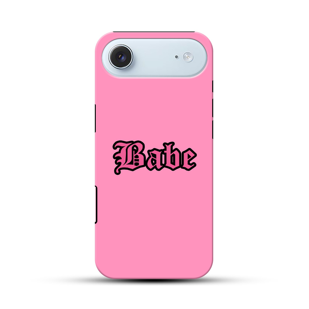 ピンク背景のベイブ文字 iPhone Airオリジナル耐衝撃ケース