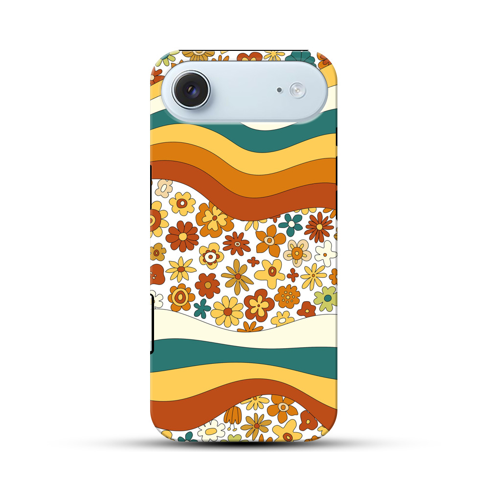 レトロなフローラルパターン iPhone Airオリジナル耐衝撃ケース