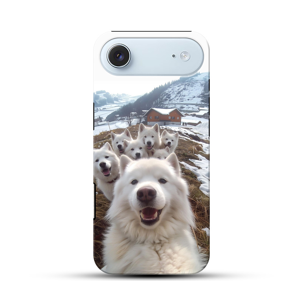 雪山のサモエド犬たちの群れ iPhone Airオリジナル耐衝撃ケース