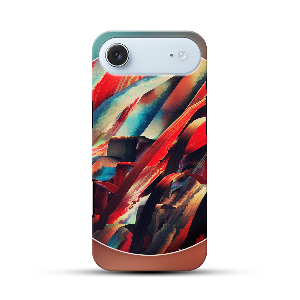 鮮やかな赤青抽象アート iPhone Airオリジナル耐衝撃ケース