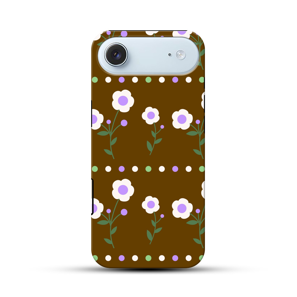 白と紫の花柄パターン iPhone Airオリジナル耐衝撃ケース