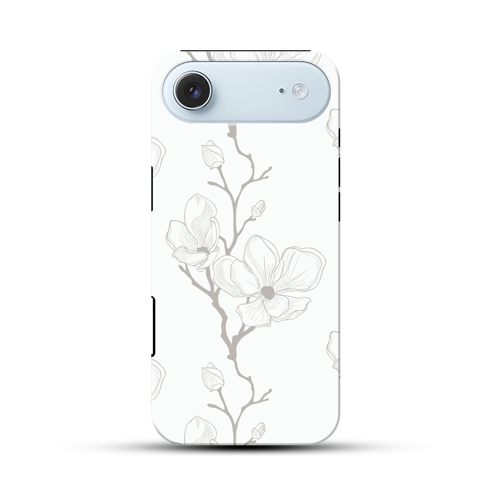 白黒のマグノリアの花の模様 iPhone Airオリジナル耐衝撃ケース