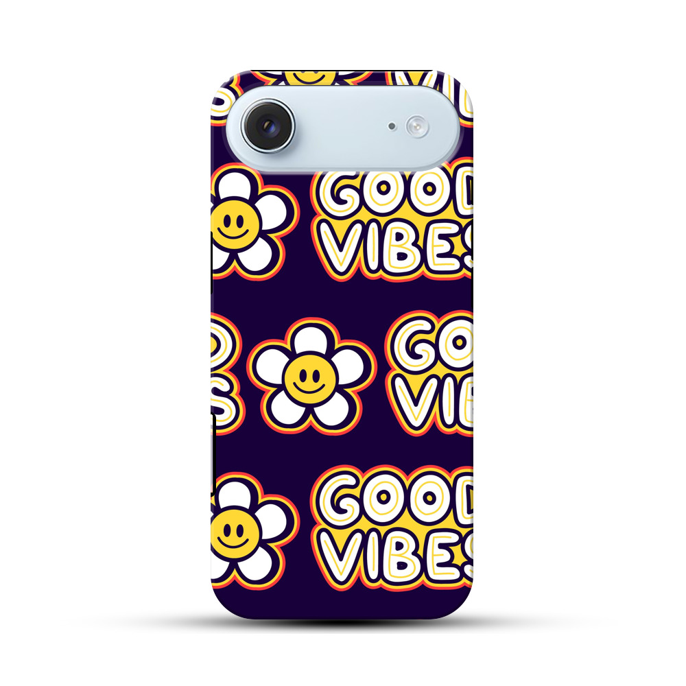 スマイリーフラワーとグッドバイブスのパターン iPhone Airオリジナル耐衝撃ケース
