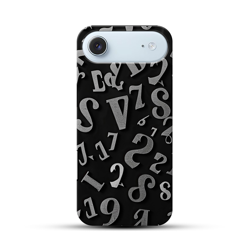 数字と英字のモノクロ iPhone Airオリジナル耐衝撃ケース