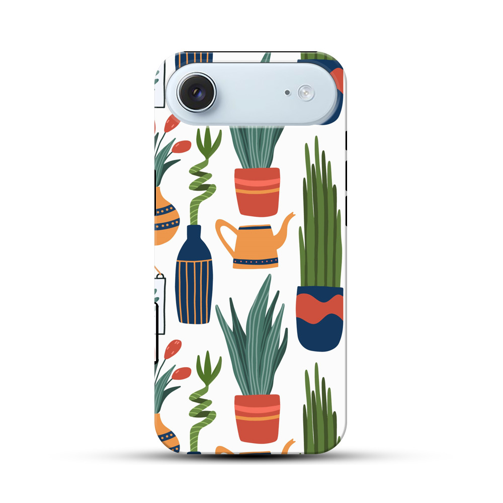 多肉植物と花のパターン iPhone Airオリジナル耐衝撃ケース