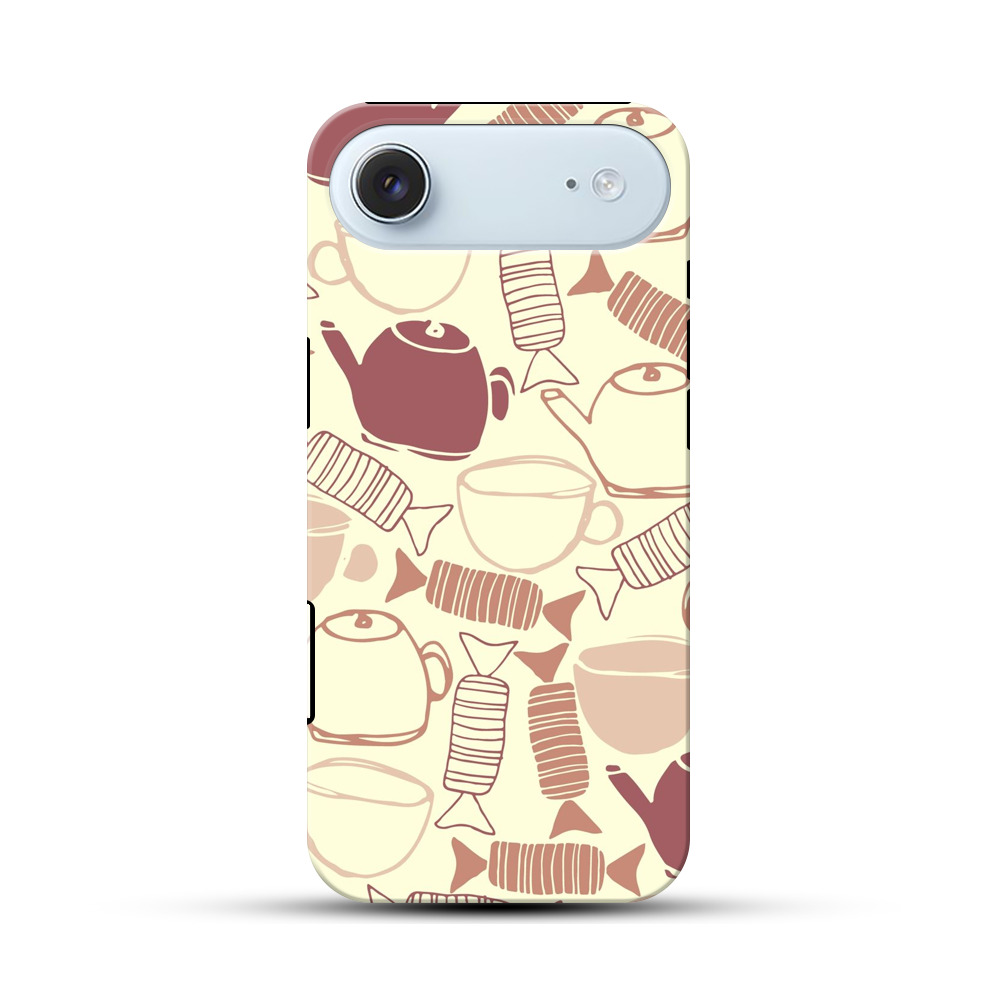 ティーポットとキャンディのパターン iPhone Airオリジナル耐衝撃ケース