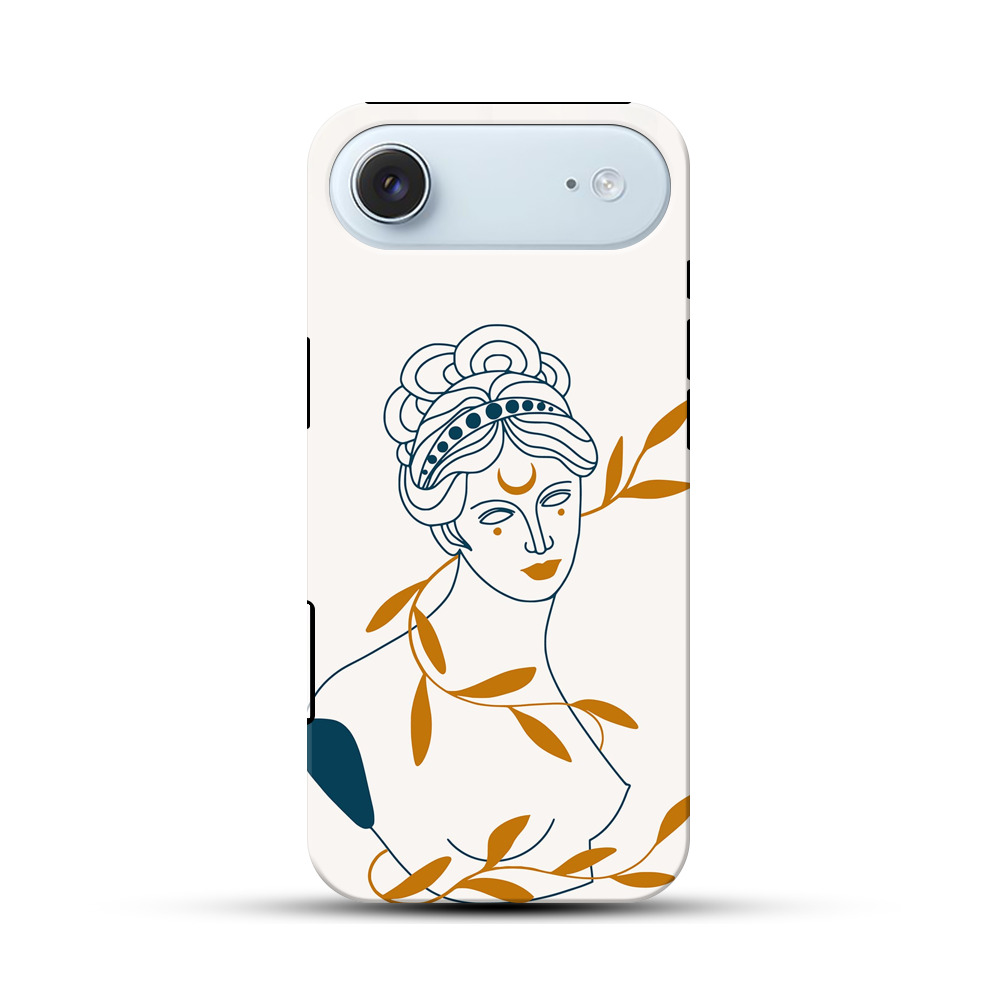 月と植物の女性の線画アート iPhone Airオリジナル耐衝撃ケース