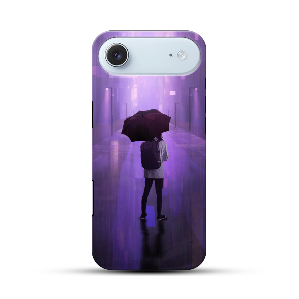 夜の雨と傘の人 iPhone Airオリジナル耐衝撃ケース