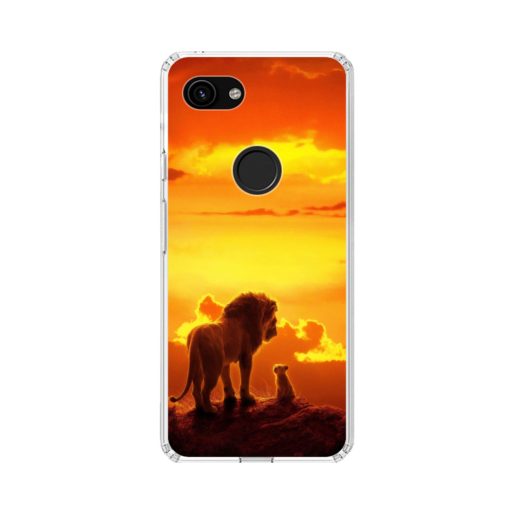 ライオン親子と夕日 Google Pixel 3aオリジナルケース