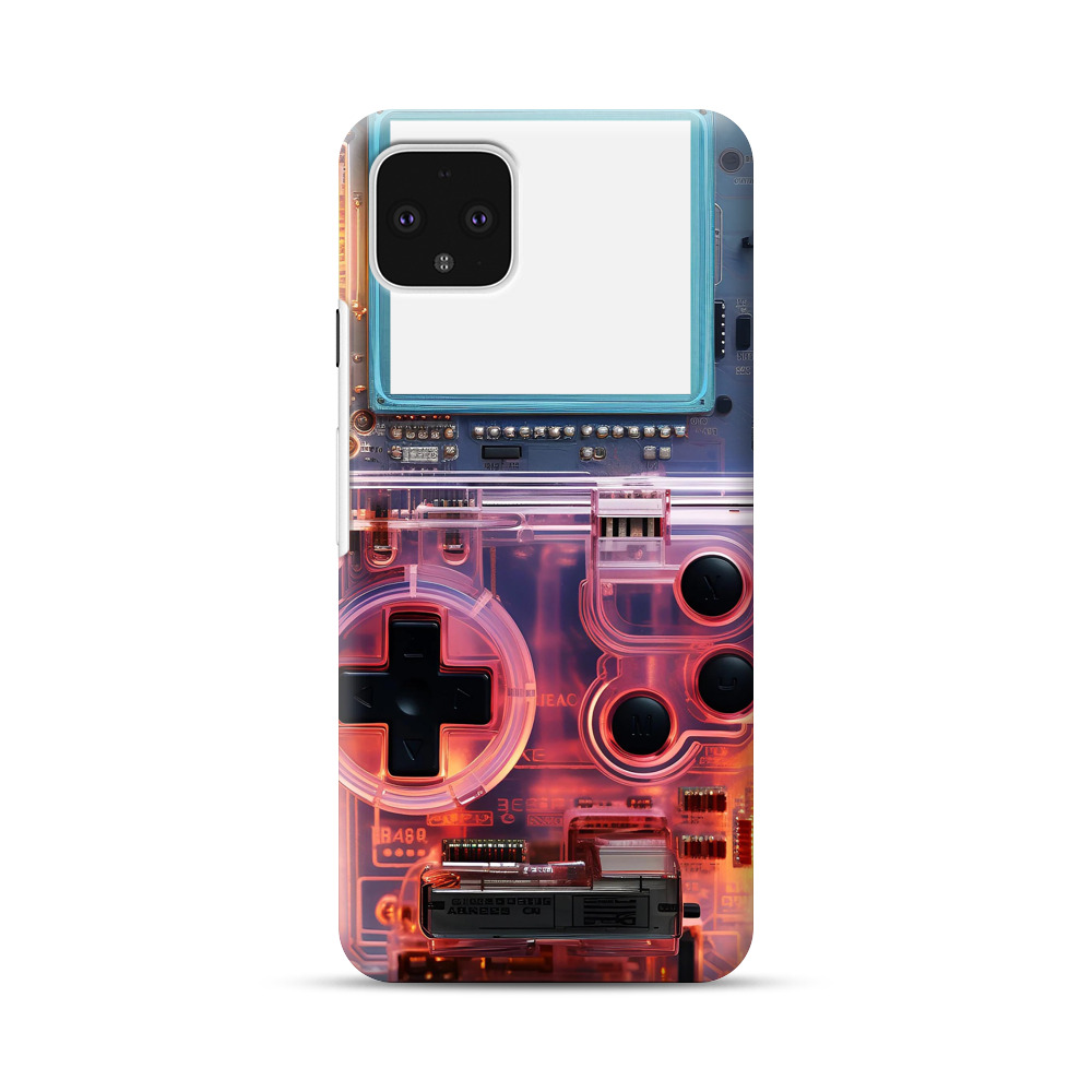 透明ピンクゲームコントローラーケース Google Pixel 4 XLオリジナルハードケース