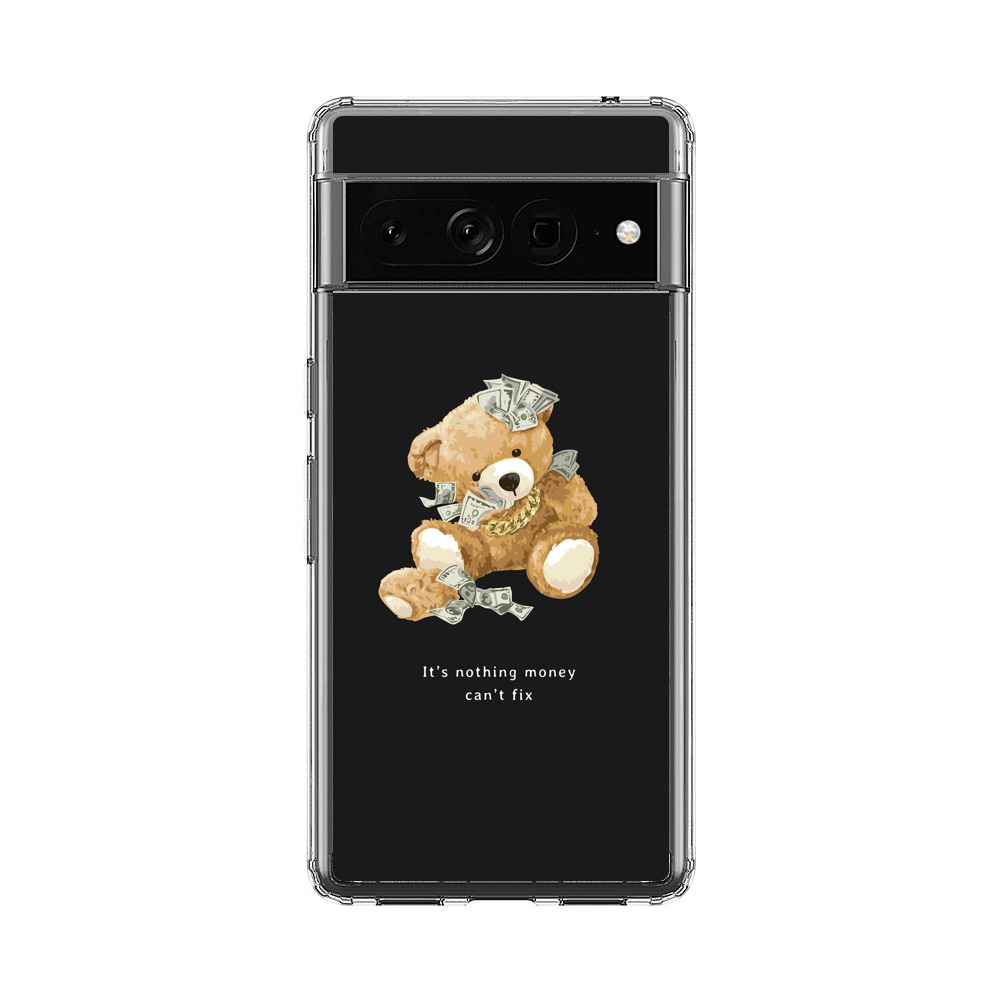 お金に囲まれたクマのぬいぐるみ Google Pixel 7 Proオリジナルケース