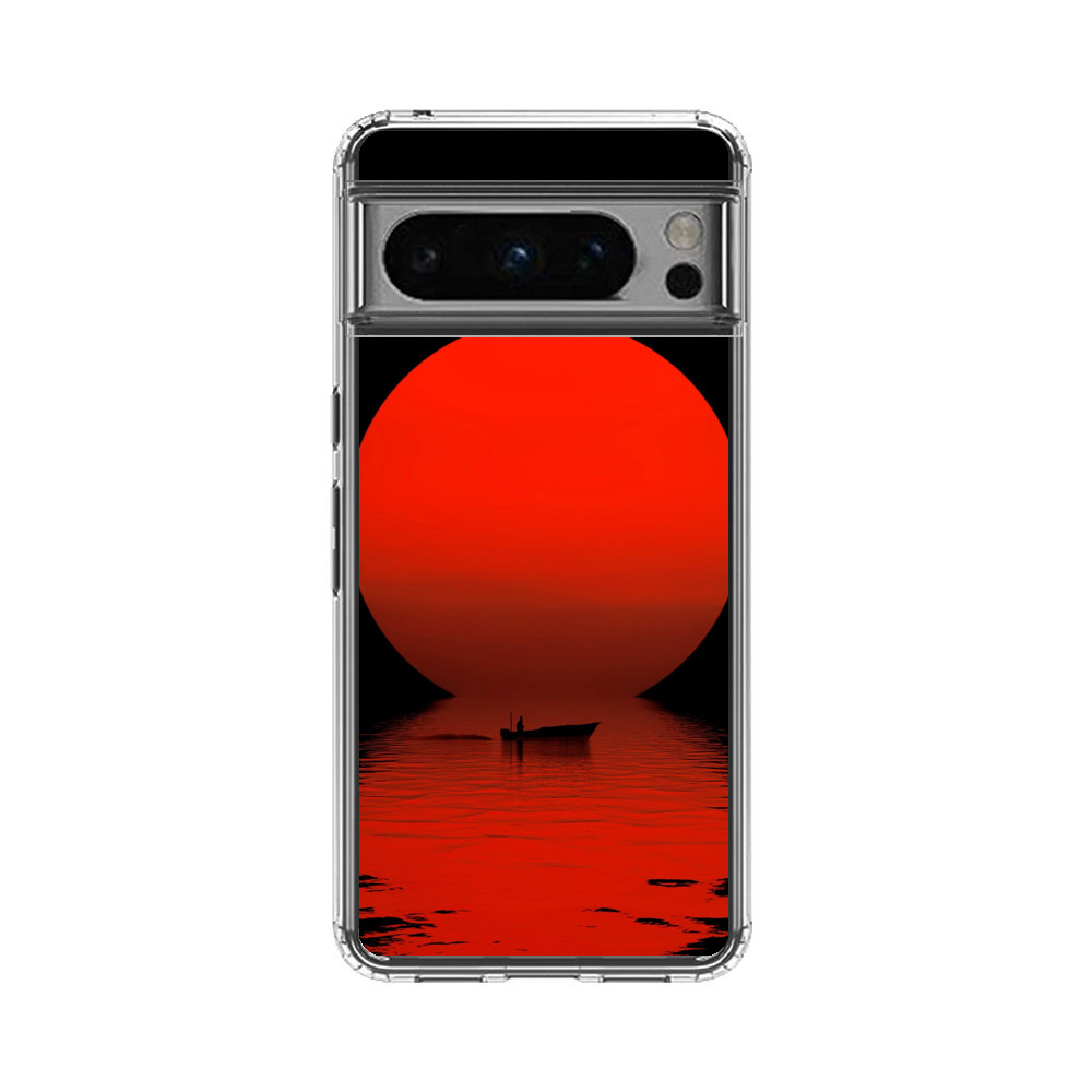 赤い太陽とボート Google Pixel 8 Proオリジナルケース