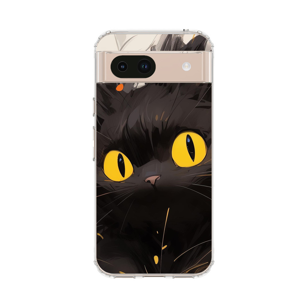 ふわふわの黒猫 Google Pixel 8aオリジナルケース
