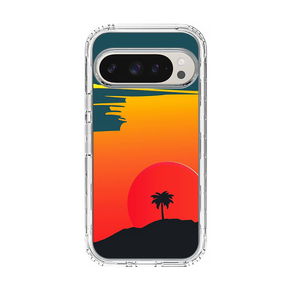 夕焼けのヤシの木 Google Pixel 9 Proオリジナルケース