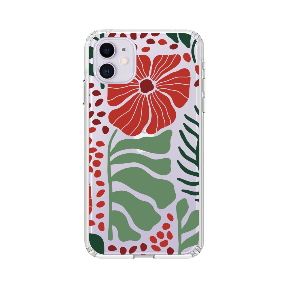 花と葉のデザイン iPhone 11オリジナルケース