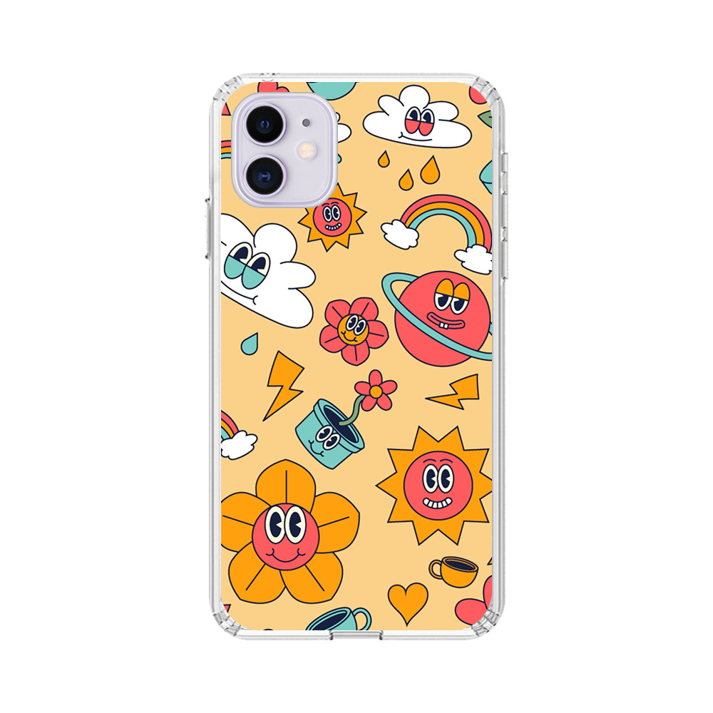 カラフルな模様のイラスト iPhone 11オリジナルケース