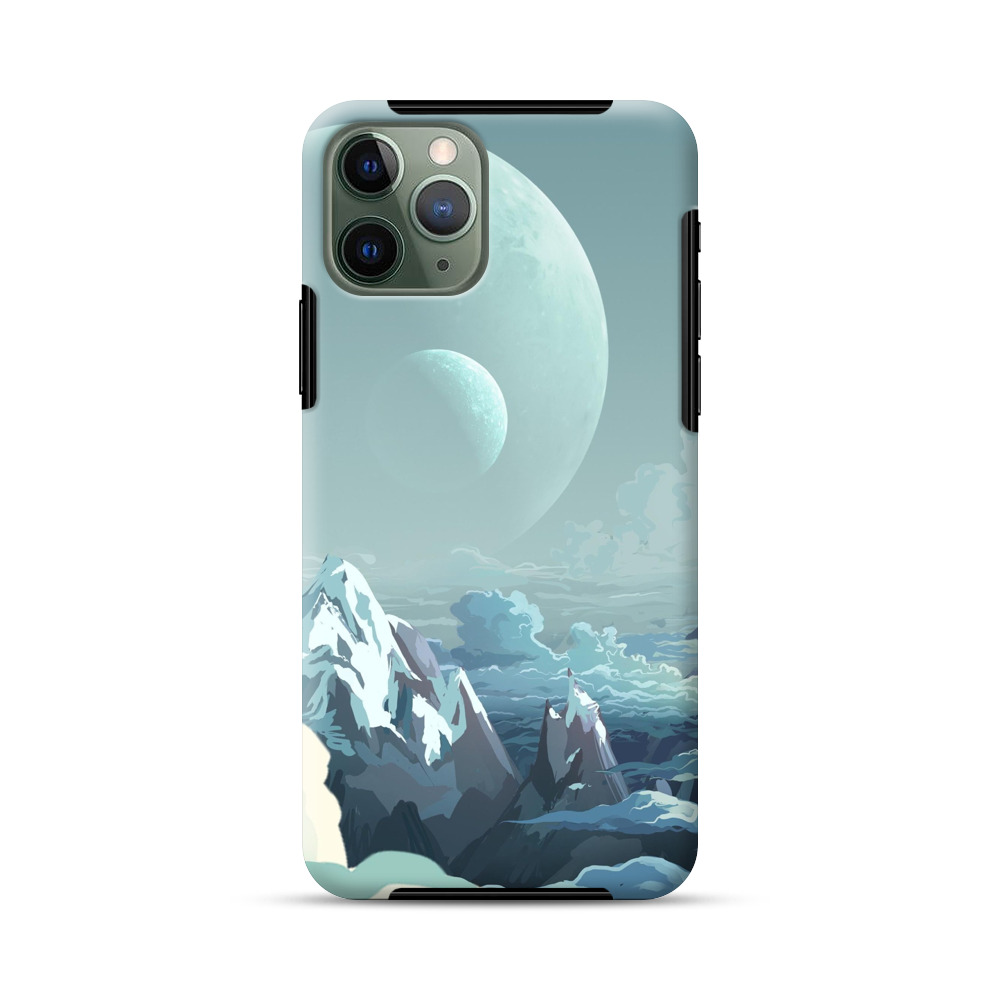 幻想的二つの月と雪山 iPhone 11 Pro Maxオリジナル耐衝撃ケース