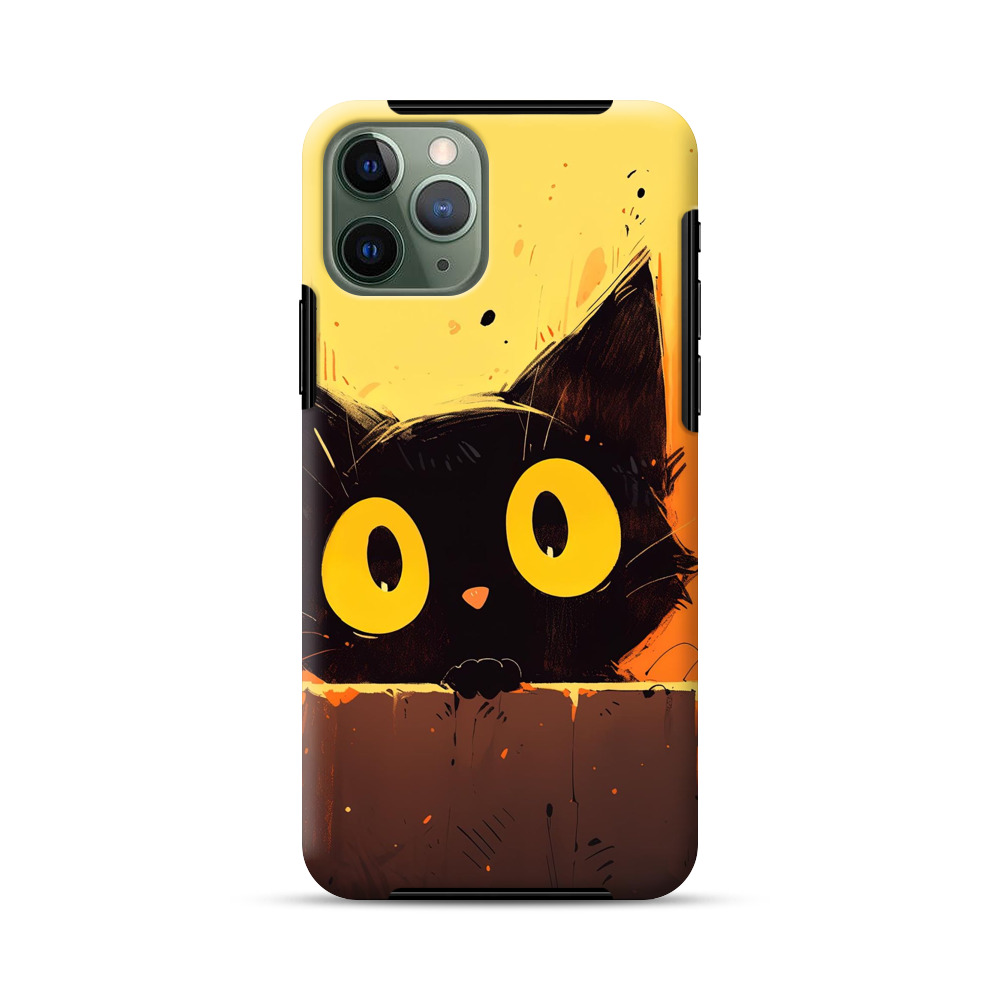 黒猫のイラスト iPhone 11 Pro Maxオリジナル耐衝撃ケース