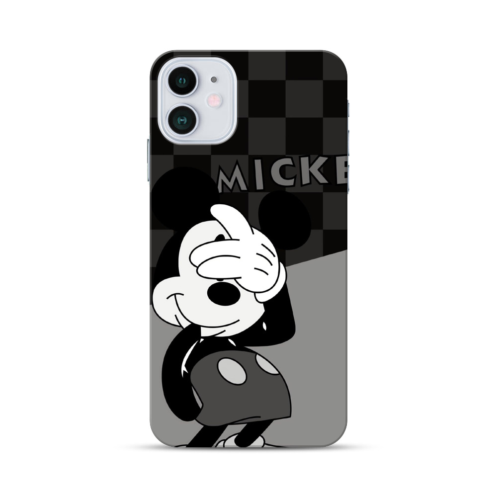 ミッキーモノクロイラスト iPhone 12オリジナルハードケース